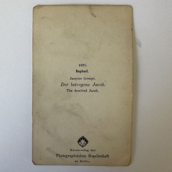 Antique CDV Card Rafael The Deceived Jacob 4”x2.5” - Picture 2 of 2